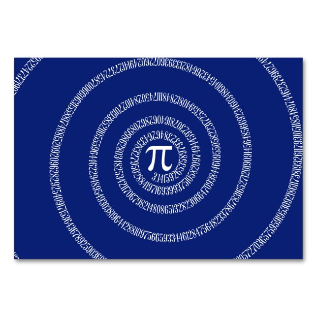 Design Spiral for Pi on Navy Blue Table Number (Front)
