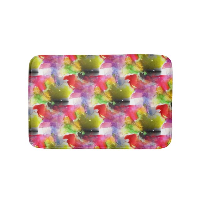 Design texture red, yellow watercolor bath mat (Front)