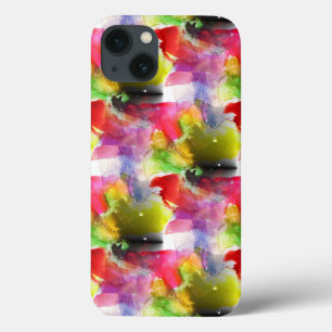 Design texture red, yellow watercolor iPhone 13 case