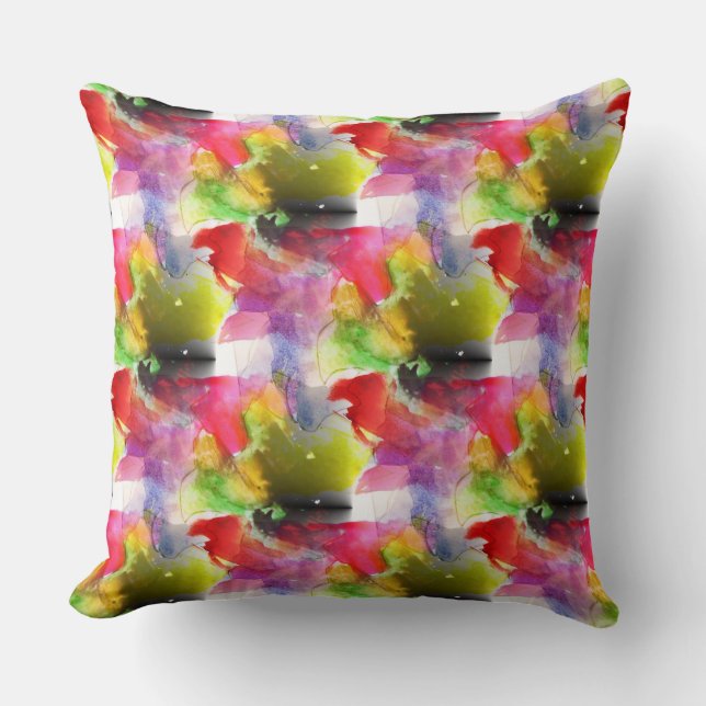 Design texture red, yellow watercolor cushion (Front)