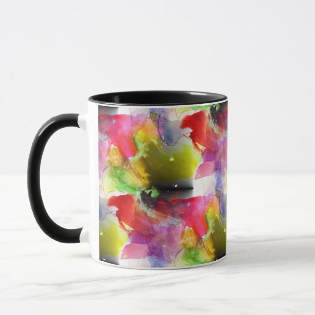 Design texture red, yellow watercolor mug (Left)