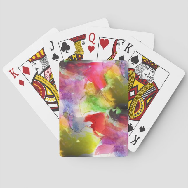 Design texture red, yellow watercolor playing cards (Back)