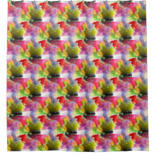 Design texture red, yellow watercolor shower curtain