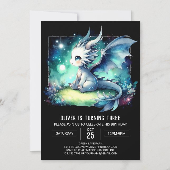 Design Whimsy Dragon Birthday  Invitation (Front)