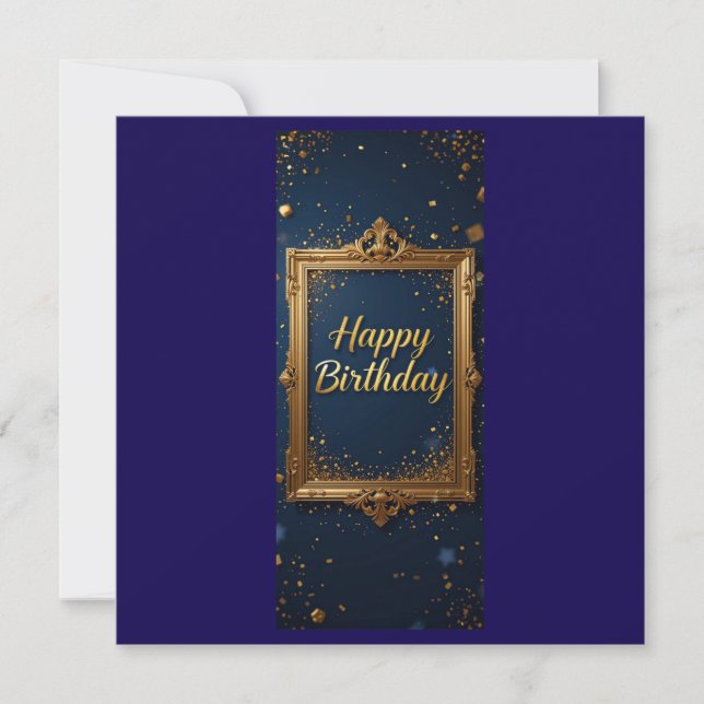 Design with a golden frame on a navy blue colour   (Front)