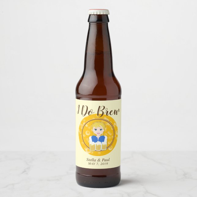 Design with a Nice Girl Serving Beer Bottle Label (Front)