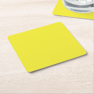 Design with a Yellow Background and Black Border Square Paper Coaster