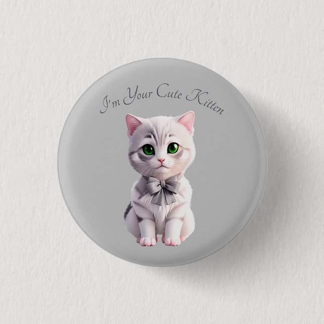 Design with cute grey kitten 3 cm round badge (Front)