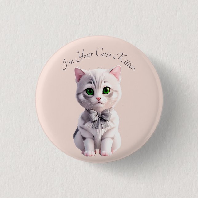 Design with cute grey kitten 3 cm round badge (Front)