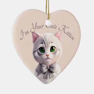 Design with cute grey kitten ceramic ornament