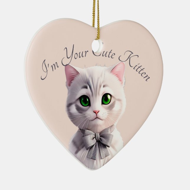 Design with cute grey kitten ceramic ornament (Right)