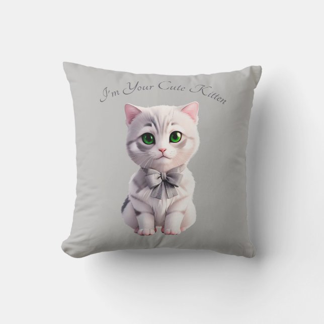 Design with cute grey kitten cushion (Front)