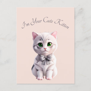 Design with cute grey kitten postcard