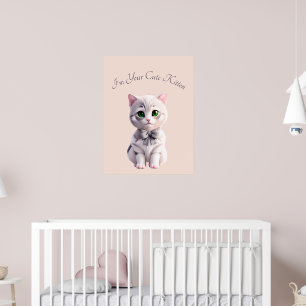 Design with cute grey kitten poster
