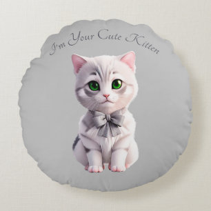 Design with cute grey kitten round cushion