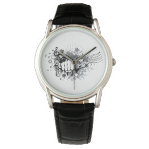 Design with fist,stars and musical notes watches