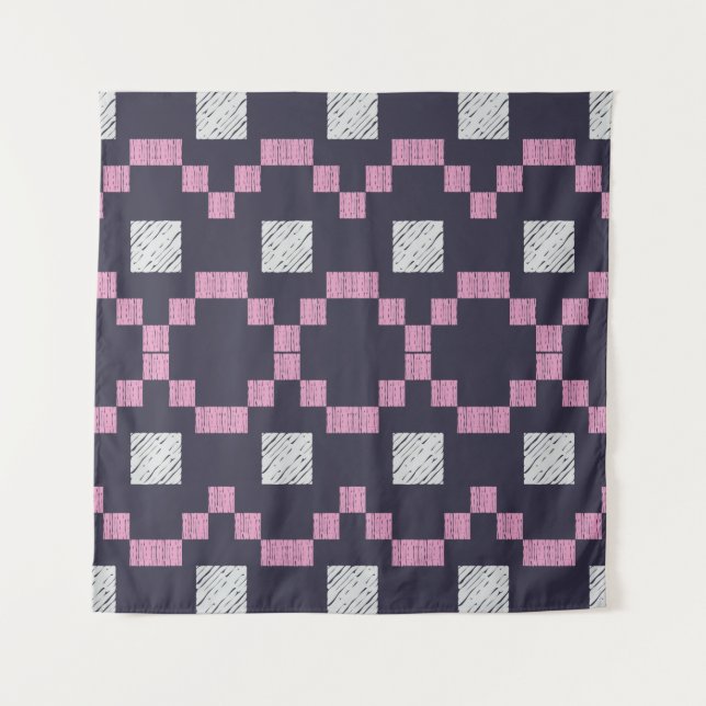 Design with manual hatching. Ethnic boho ornament. Tapestry (Front)