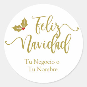 Design with Merry Christmas Typography Golden and Classic Round Sticker