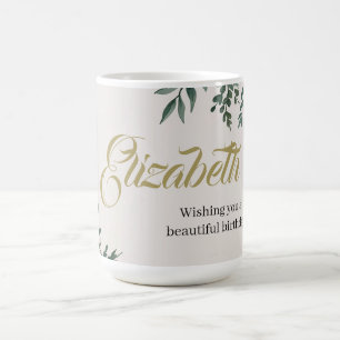 Design with watercolor flowers and gold accents coffee mug