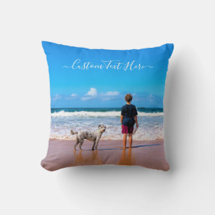 Design You Own Pet Photo Throw Pillow Custom Text