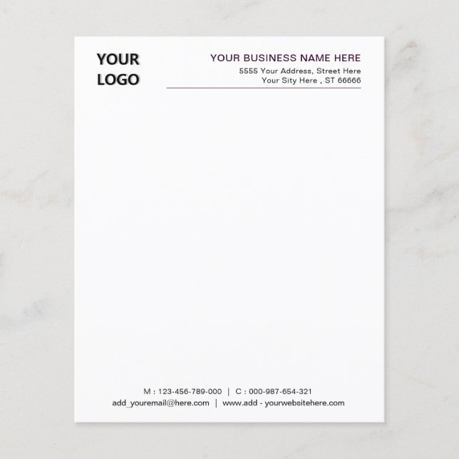Design Your Branded Business Letterhead Example (Front)
