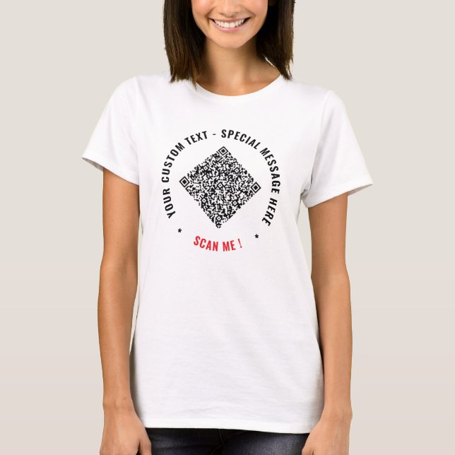 Design Your Funny QR Code T-Shirt Add Custom Text (Front)
