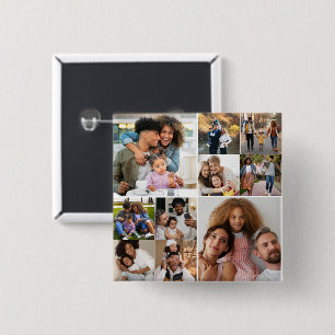 Design Your Own 10 Photo Collage 15 Cm Square Badge