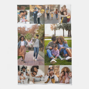 Design Your Own 10 Photo Collage Framed Art Tea Towel