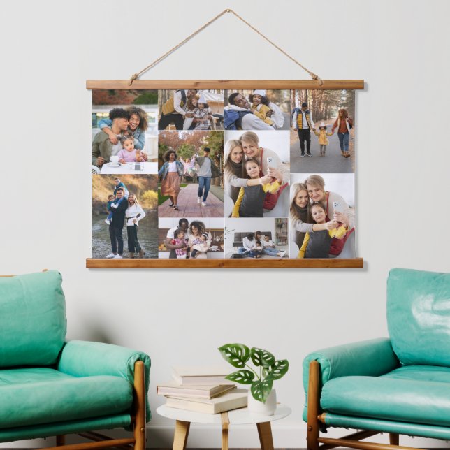Design Your Own 10 Photo Collage Hanging Tapestry (Living Room)