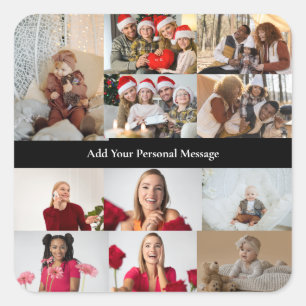 Design Your Own 11 Photo Collage Square Sticker