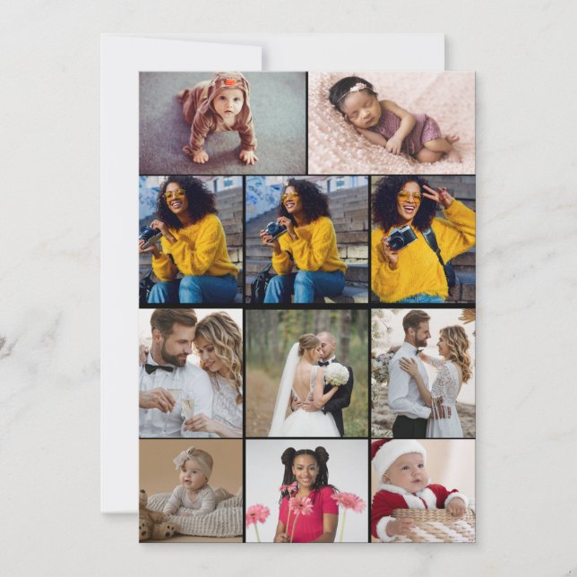 Design Your Own 11 Photo Collage Thank You Card (Front)