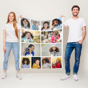 Design Your Own 12 Photo Collage Fleece Blanket