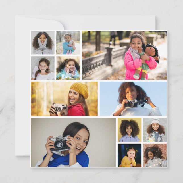 Design Your Own 12 Photo Collage Holiday Card (Front)