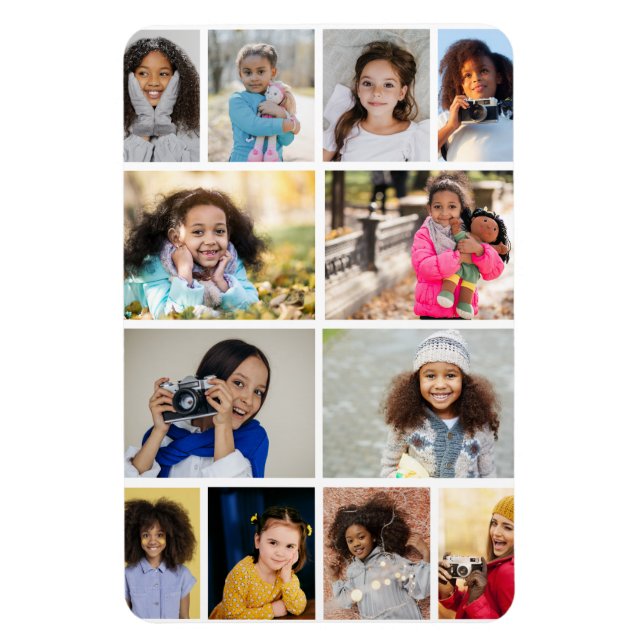 Design Your Own 12 Photo Collage Magnet (Vertical)