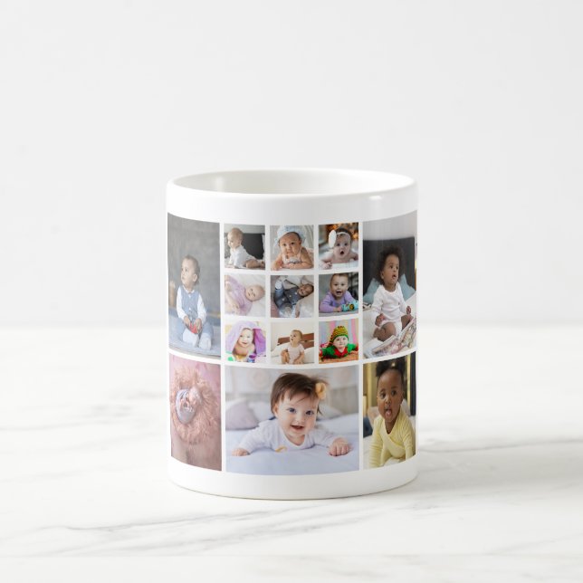Design Your Own 14 Photo Collage Coffee Mug (Center)