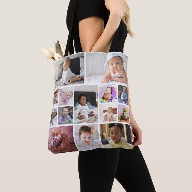 Design Your Own 14 Photo Collage Tote Bag (Close Up)