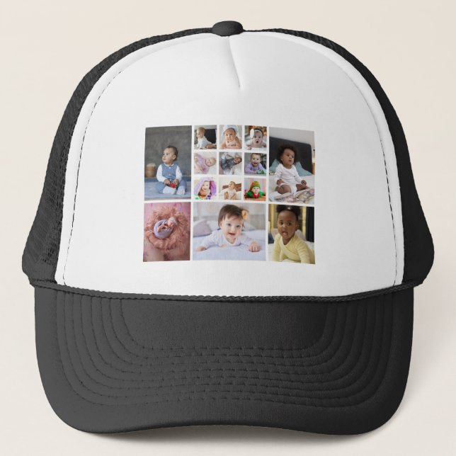 Design Your Own 14 Photo Collage Trucker Hat (Front)