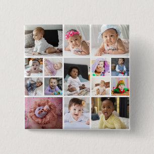 Design Your Own 15 Photo Collage 15 Cm Square Badge