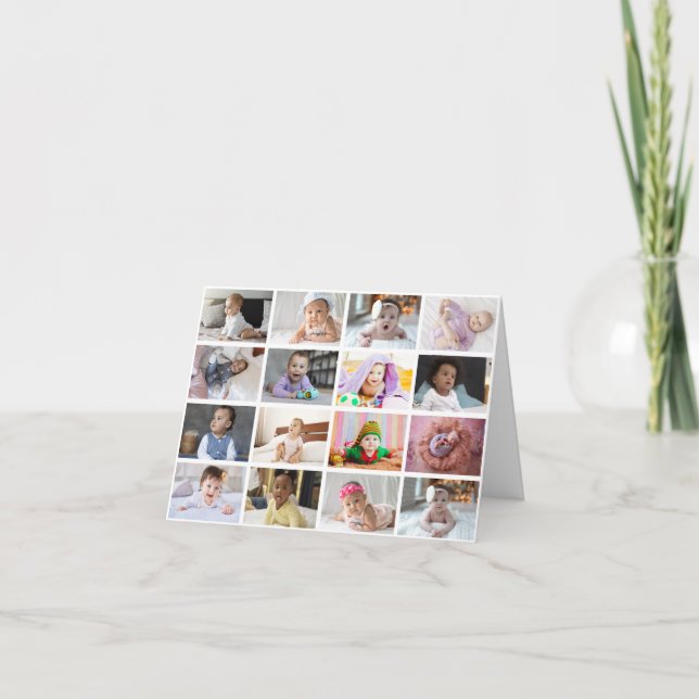 Design Your Own 16 Photo Collage  Card (Front)