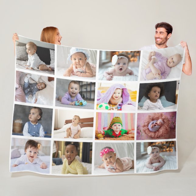 Design Your Own 16 Photo Collage  Fleece Blanket (In Situ)