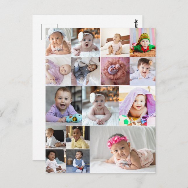 Design Your Own 16 Photo Collage  Postcard (Front/Back)