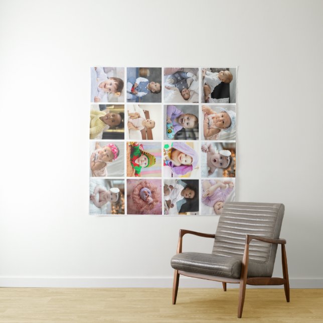 Design Your Own 16 Photo Collage Tapestry (In Situ (Horizontal))