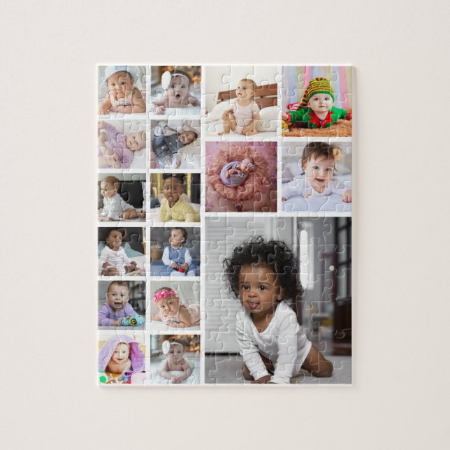 Design Your Own 17 Photo Collage  Jigsaw Puzzle (Vertical)