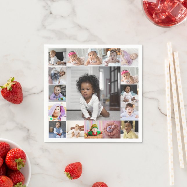 Design Your Own 17 Photo Collage Napkin (Insitu)