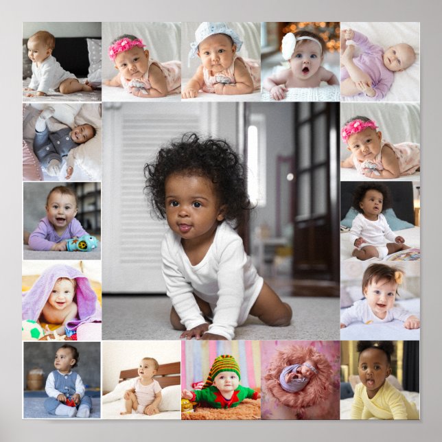 Design Your Own 17 Photo Collage Poster (Front)
