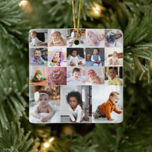 Design Your Own 18 Photo Collage Ceramic Ornament