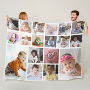Design Your Own 18 Photo Collage Fleece Blanket