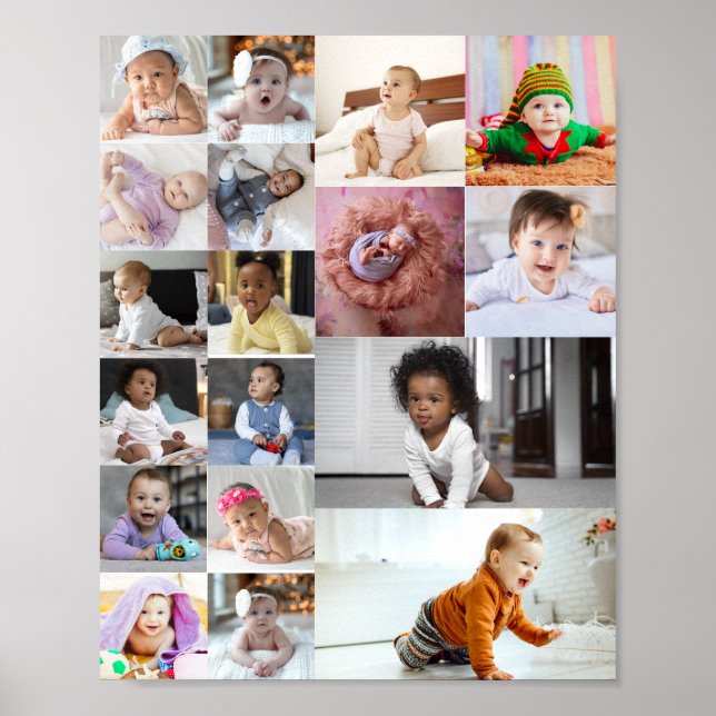 Design Your Own 18 Photo Collage  Poster (Front)
