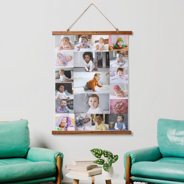 Design Your Own 19 Photo Collage  Hanging Tapestry (Living Room)