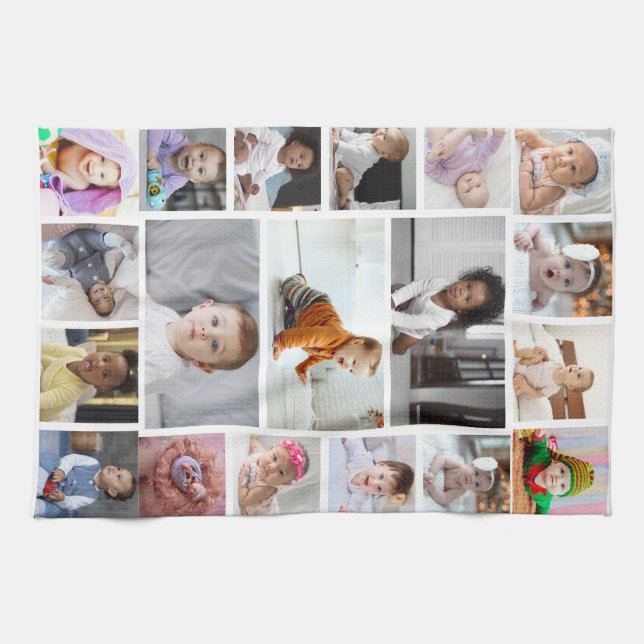 Design Your Own 19 Photo Collage  Tea Towel (Horizontal)